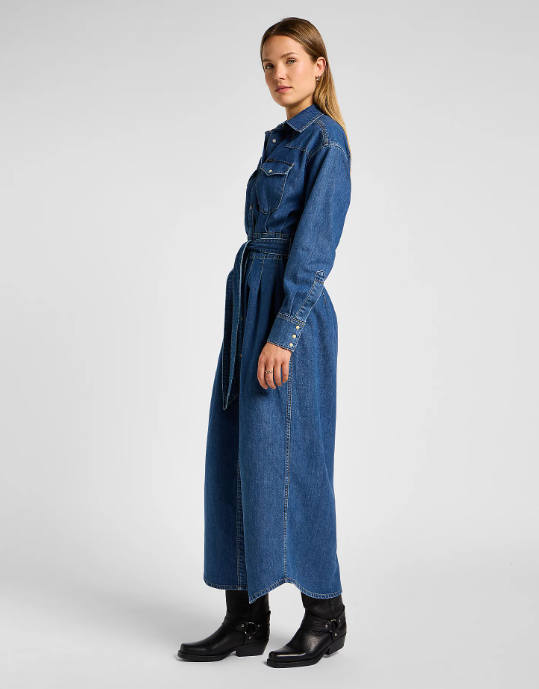 Belted western dress Lee - Blue fusion