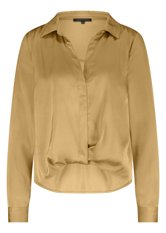 Blouse Tramontana hammered satin wrap blouse camel