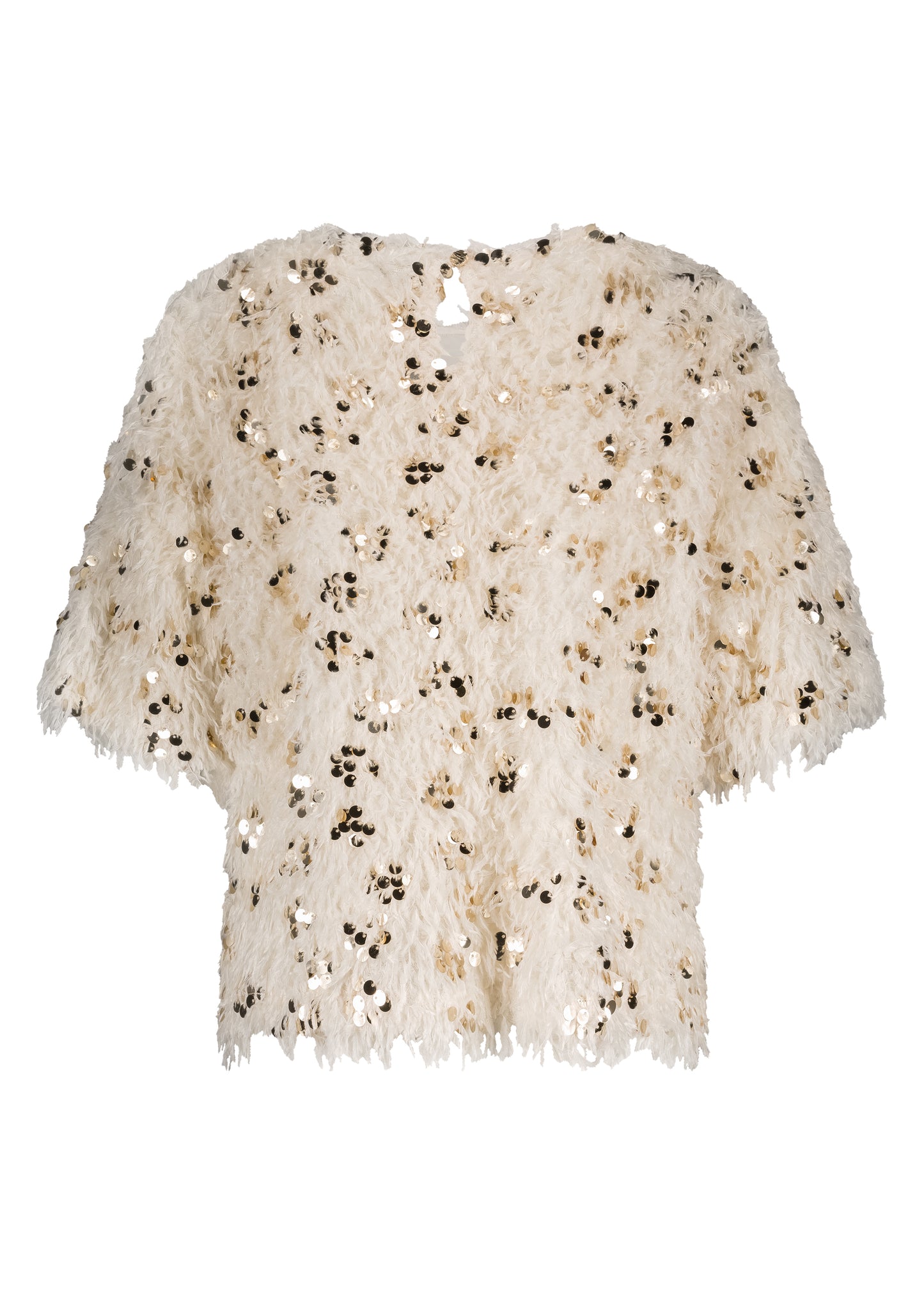 Blouse Tramontana feathered sequin top - Stone
