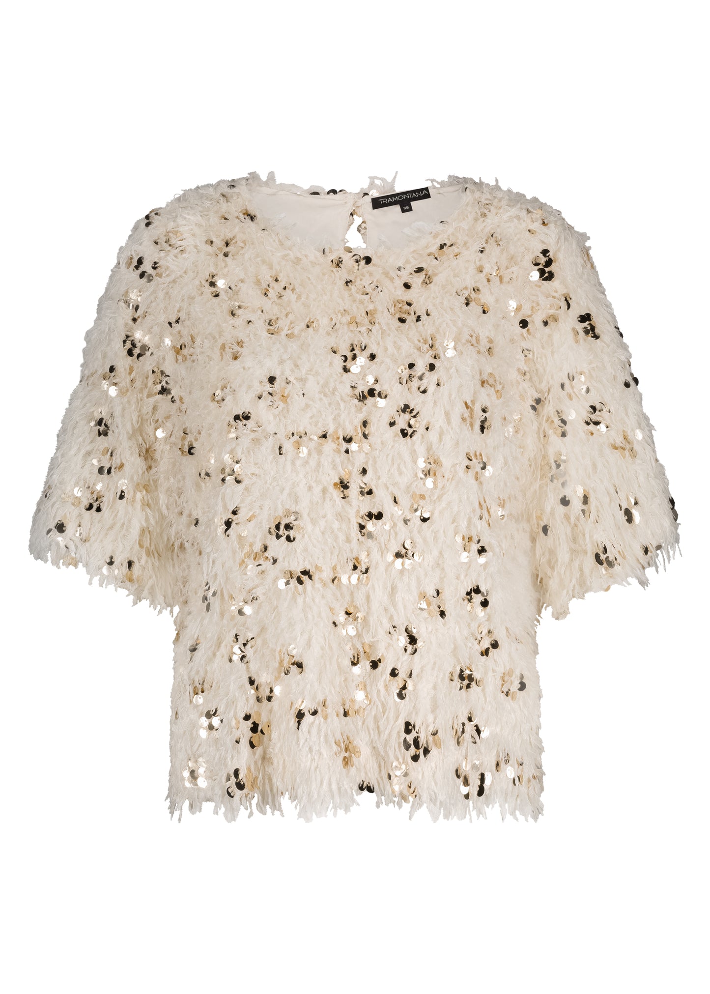 Blouse Tramontana feathered sequin top - Stone