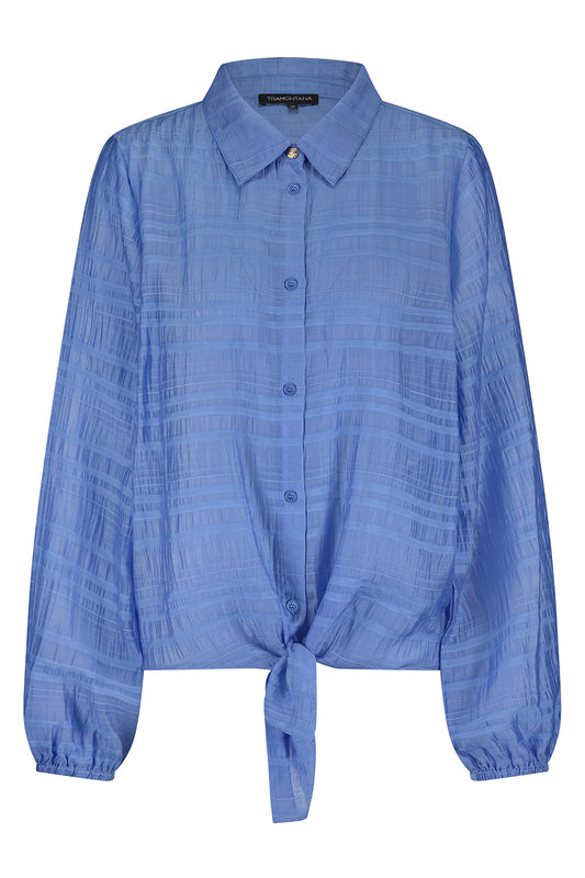 Blouse Tramontana fancy tied-up - Cornflower