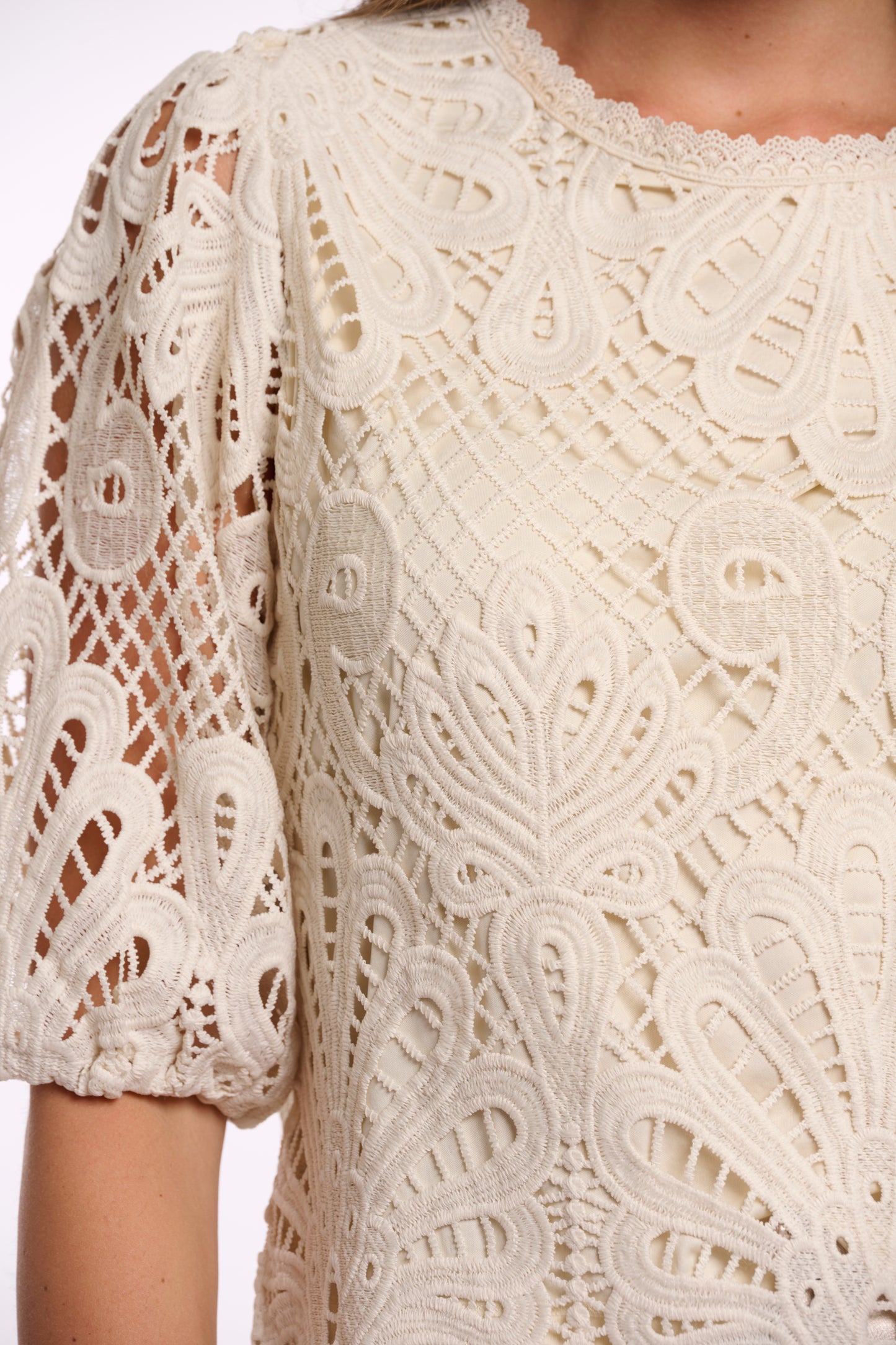 Top Rino&Pelle Chantalle short balloon sleeve - Birch