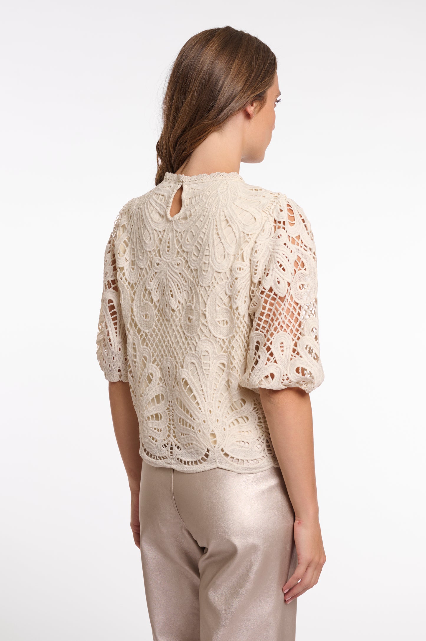 Top Rino&Pelle Chantalle short balloon sleeve - Birch