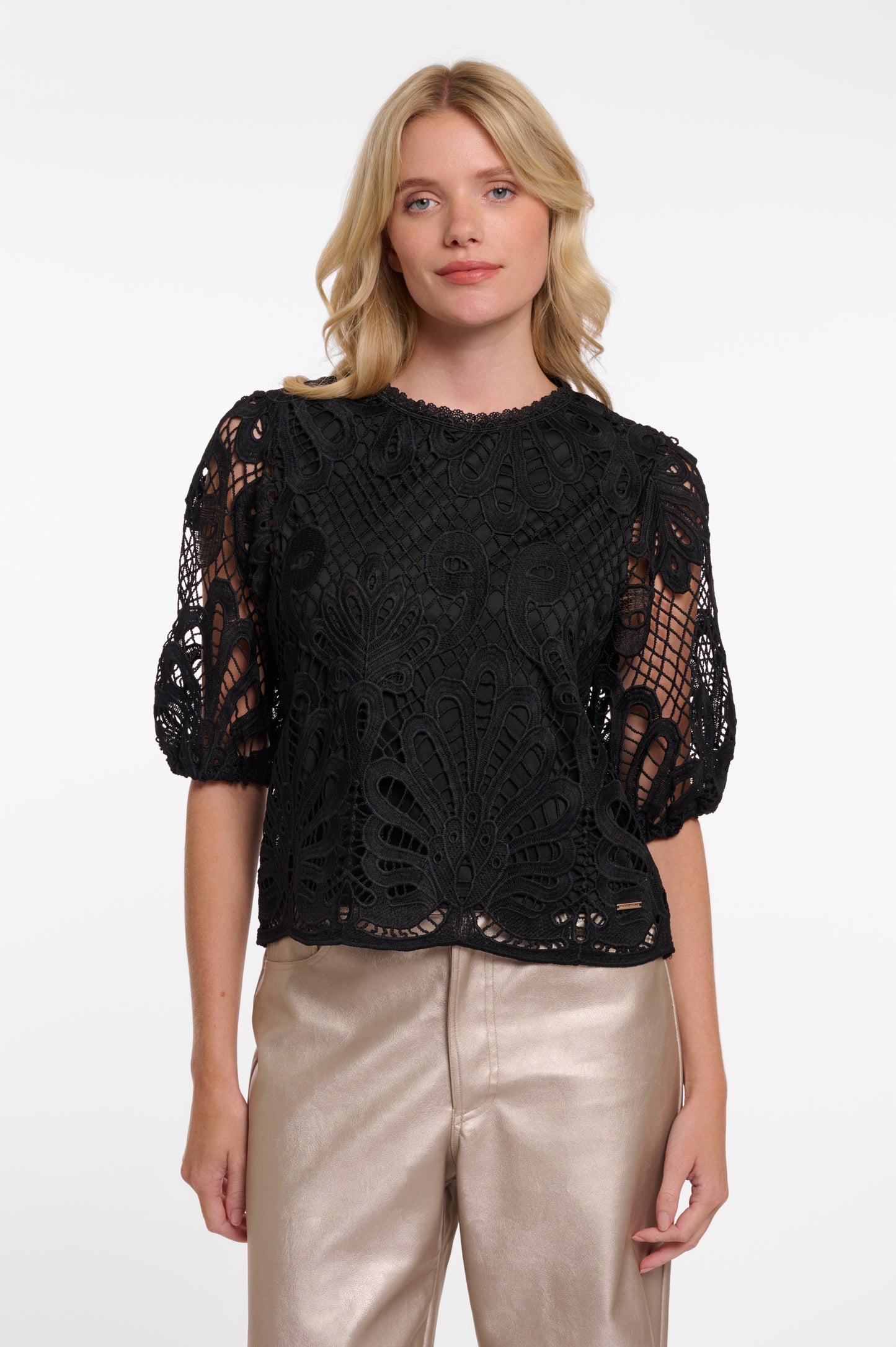 Top Rino&Pelle Chantalle short balloon sleeve - Black