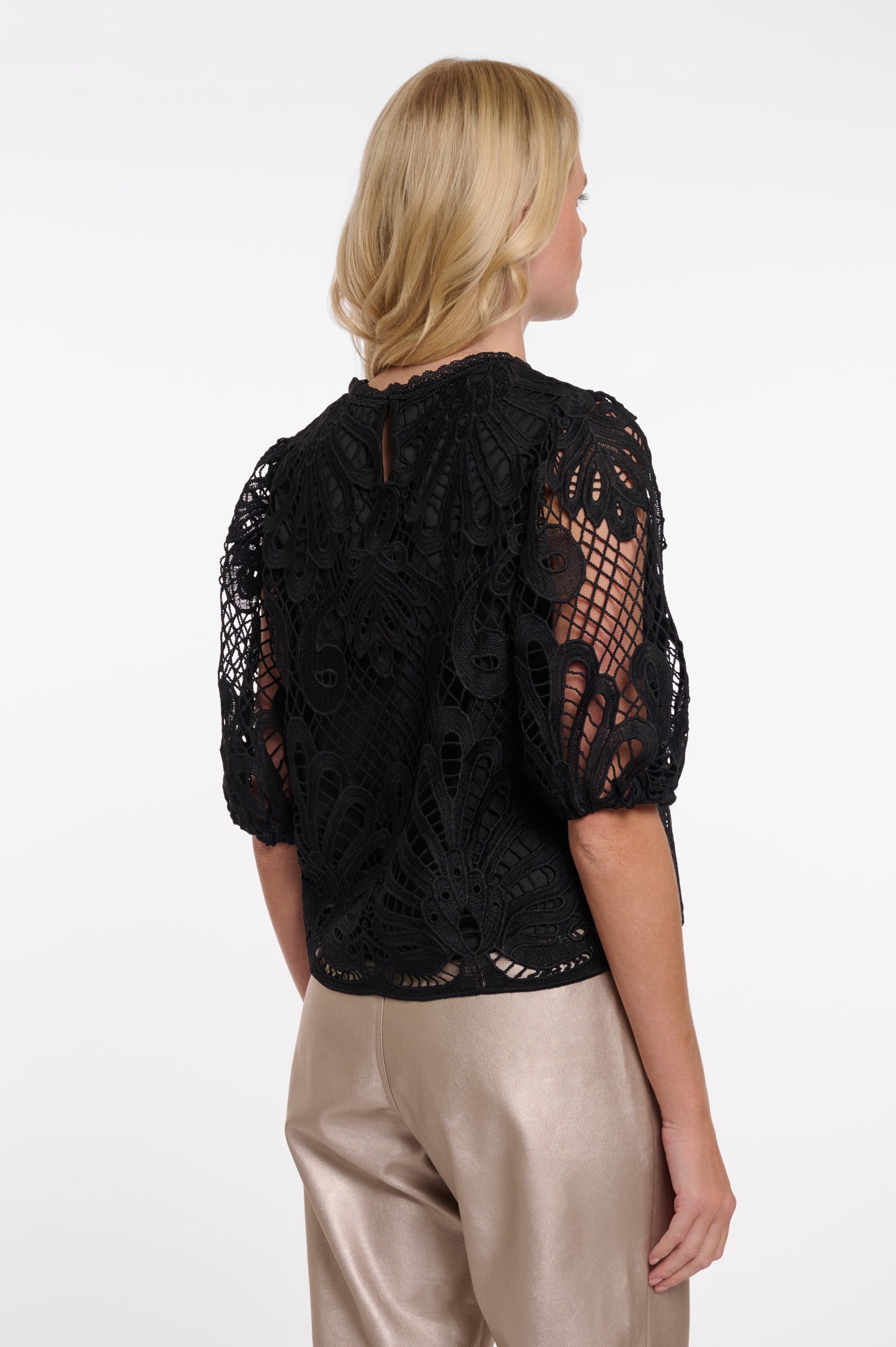 Top Rino&Pelle Chantalle short balloon sleeve - Black