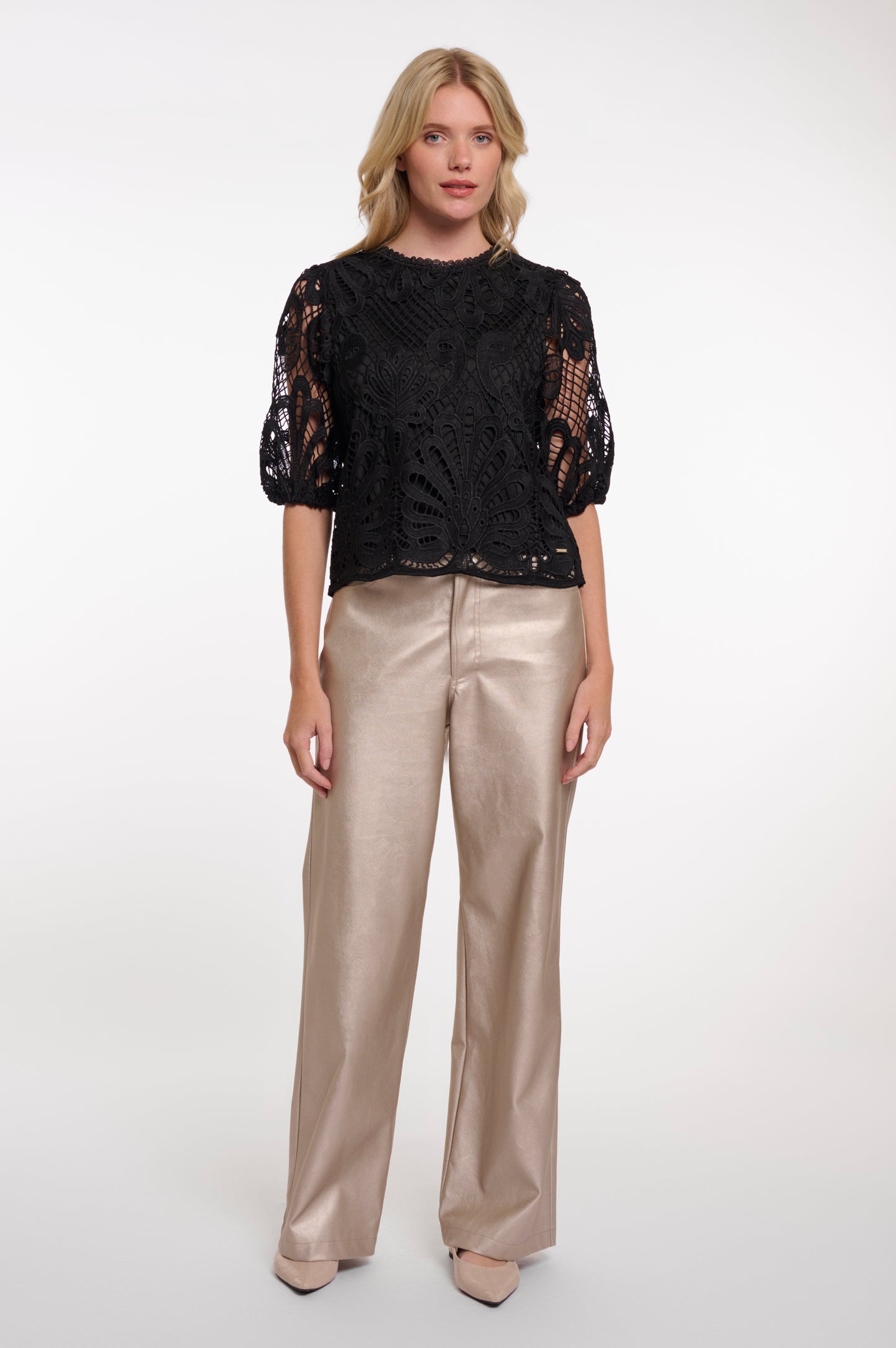 Top Rino&Pelle Chantalle short balloon sleeve - Black