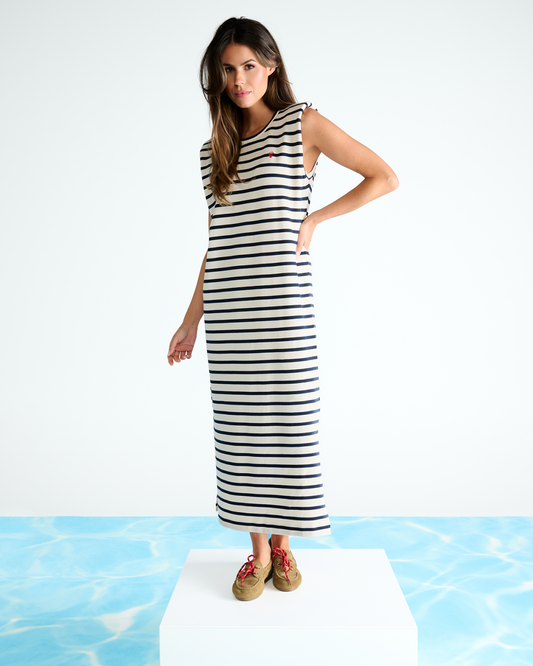 Jurk Kdesign  Gestreepte mouwloze midi jurk  C752L ecru