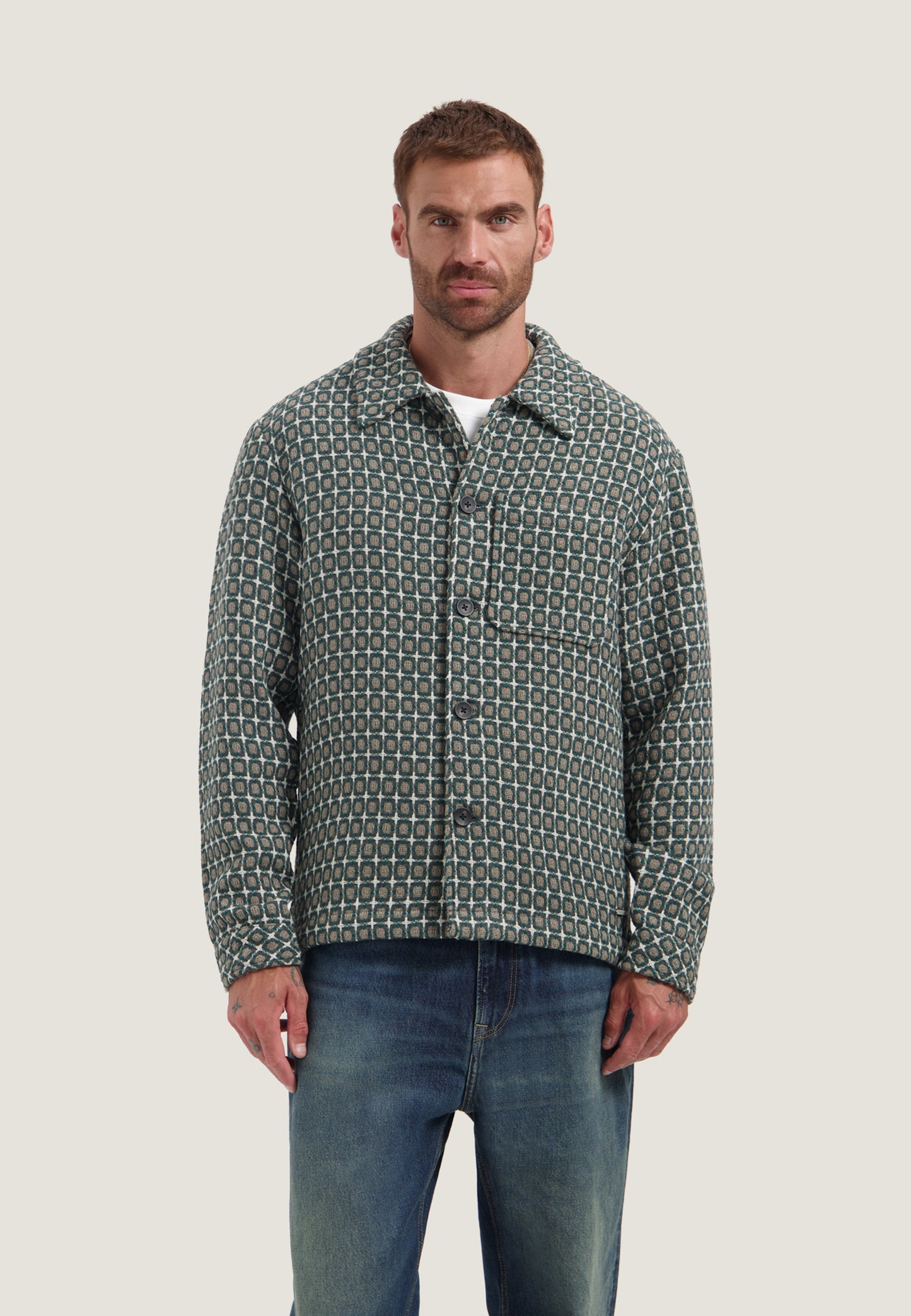 Overshirt Dstrezzed Lino golfball overshirt walnut