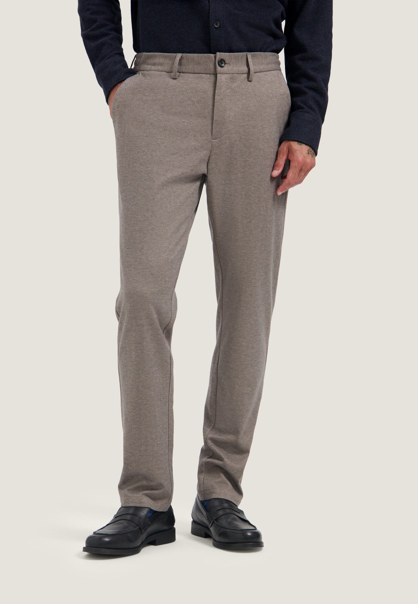 Broek Dstrezzed marlon double face herringbone walnut