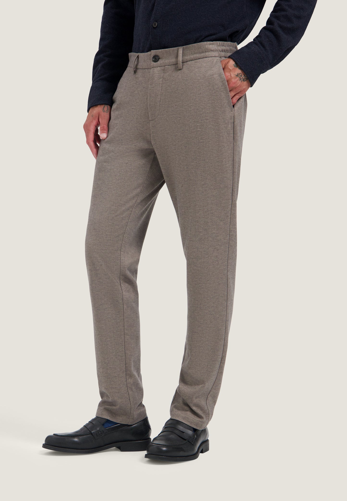Broek Dstrezzed marlon double face herringbone walnut