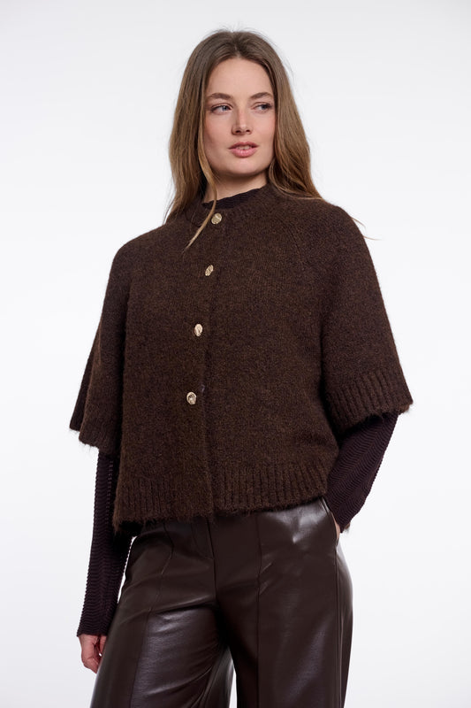 Cardigan Rino&Pelle Elco knitted cape - Dark brown