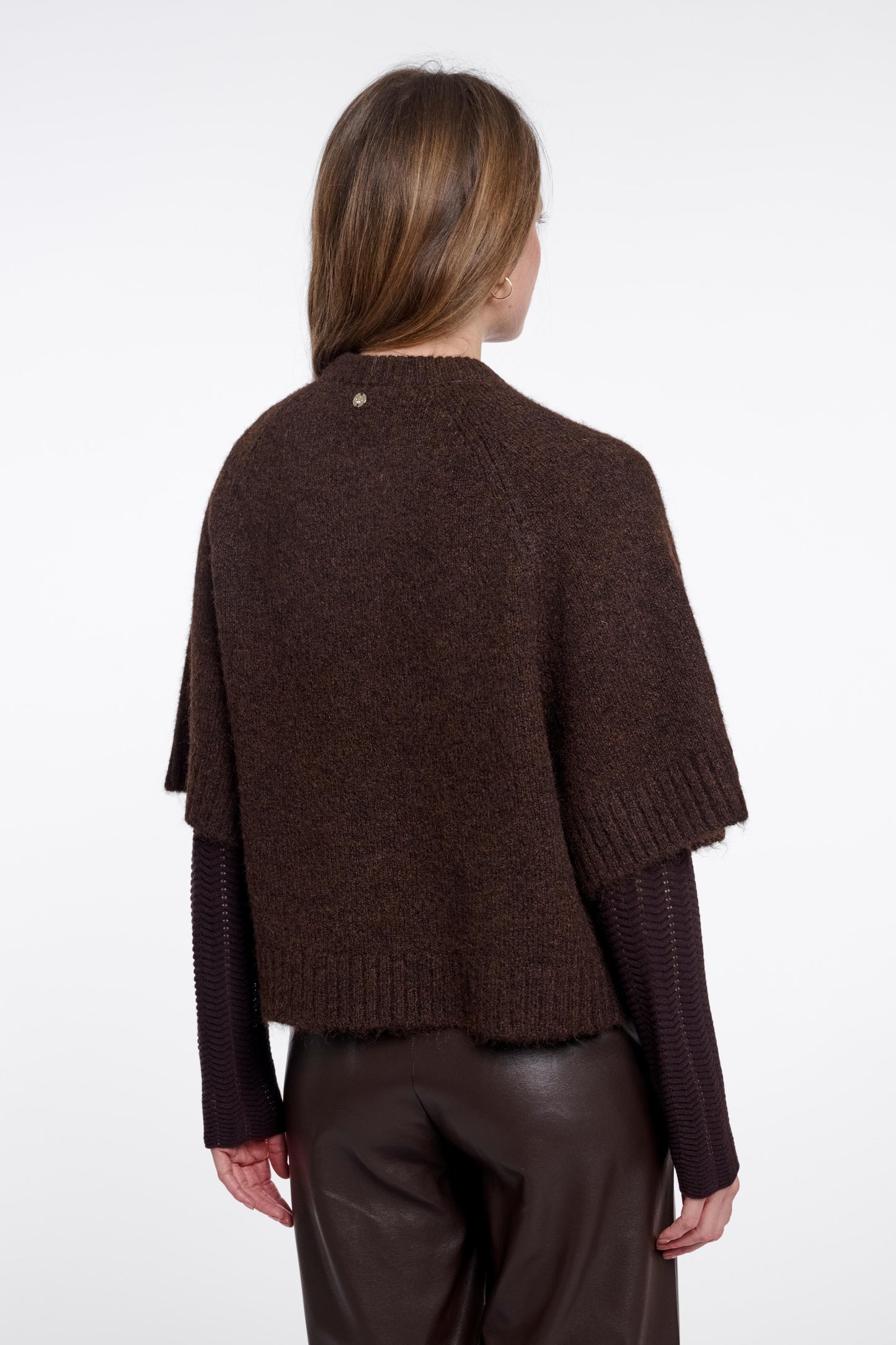 Cardigan Rino&Pelle Elco knitted cape - Dark brown
