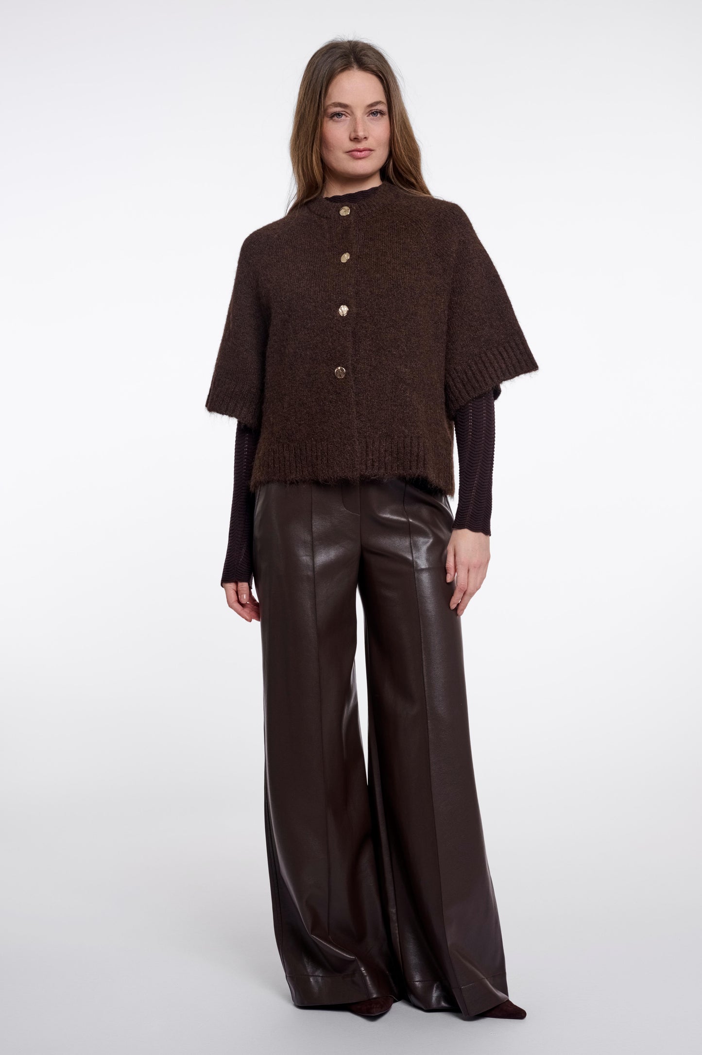 Cardigan Rino&Pelle Elco knitted cape - Dark brown
