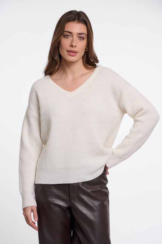 Trui Rino&Pelle Ellise V-neck pullover - Snow white