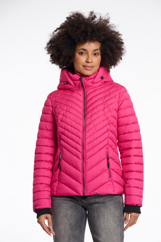 Jas Rino&Pelle Erin padded jacket detachable hood - Deep pink