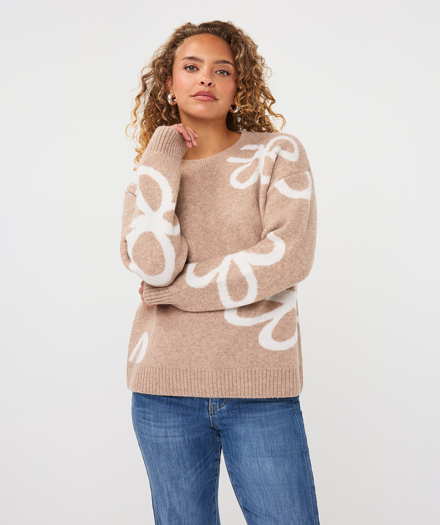 Trui Esqualo Intarsia - Sand melange