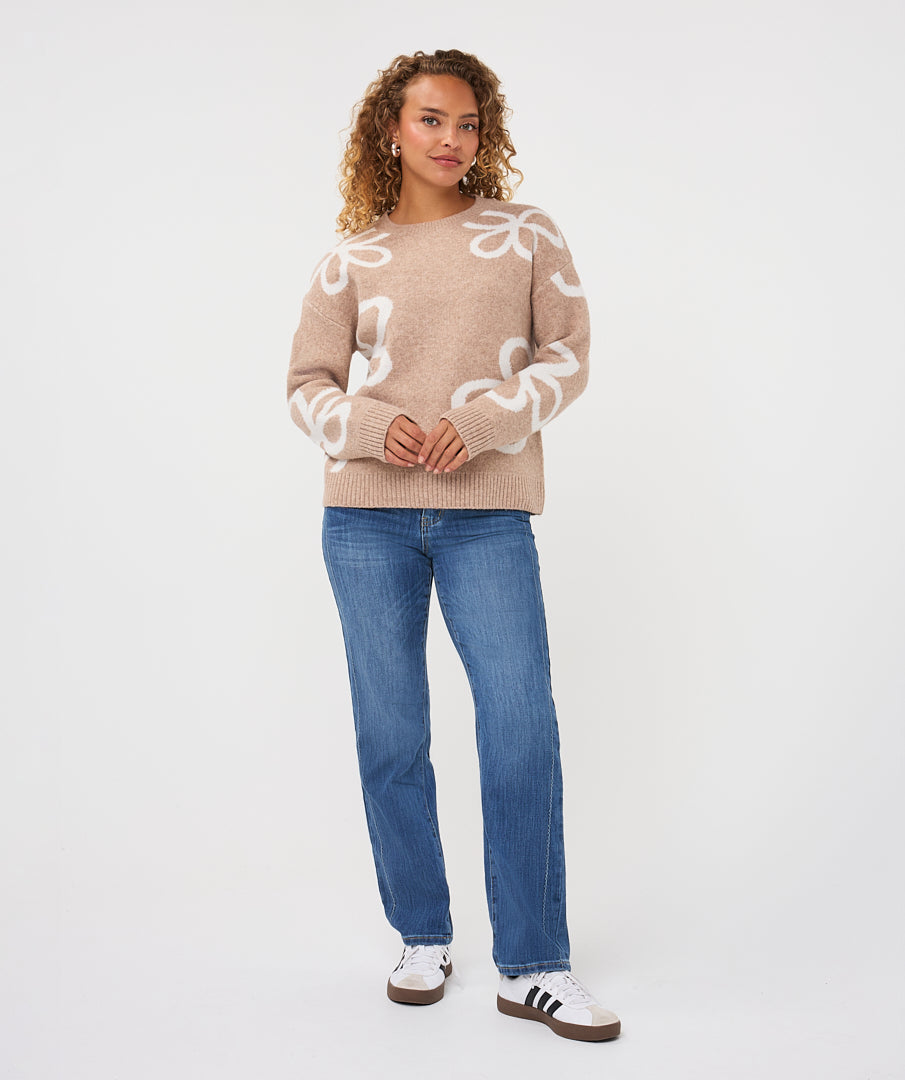 Trui Esqualo Intarsia - Sand melange