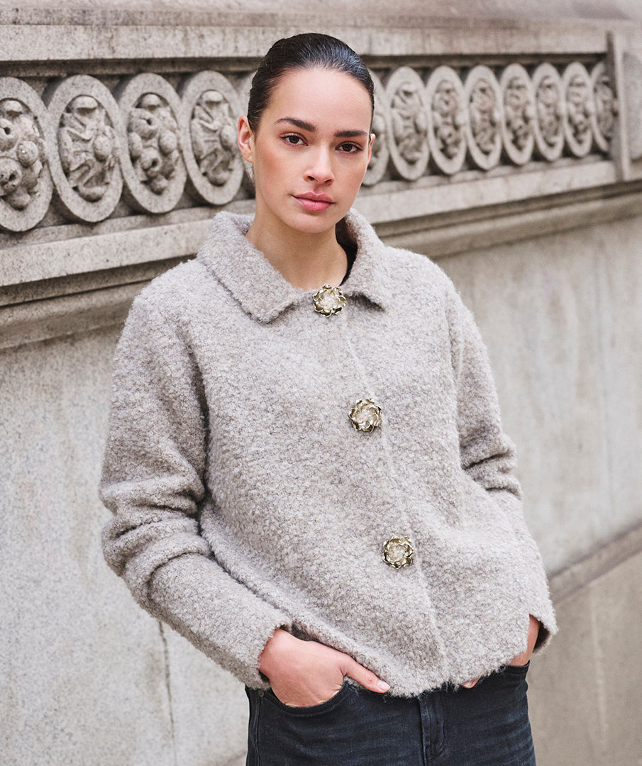 Cardigan Esqualo flower button - Grey