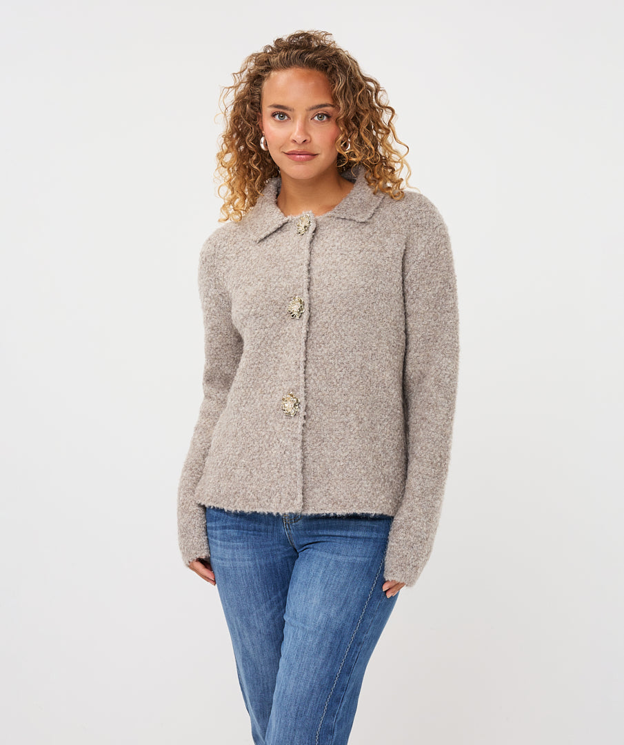 Cardigan Esqualo flower button - Grey