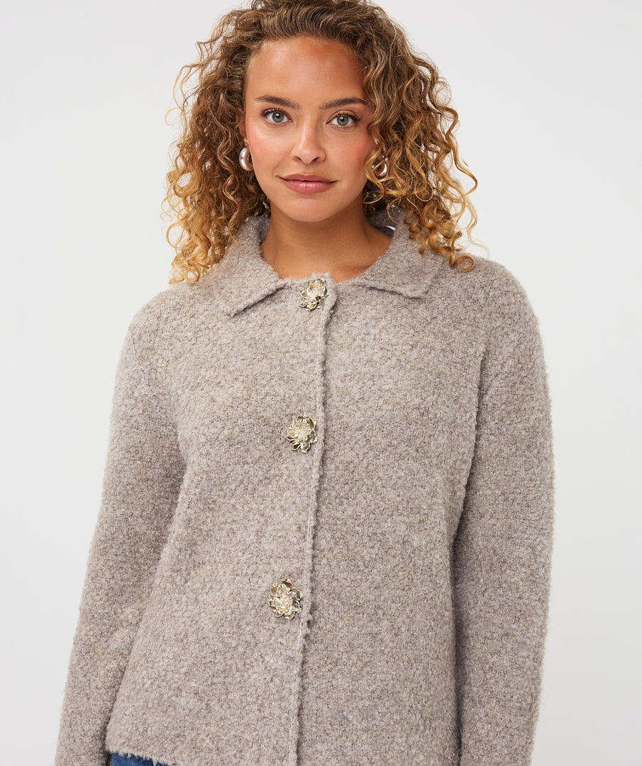 Cardigan Esqualo flower button - Grey