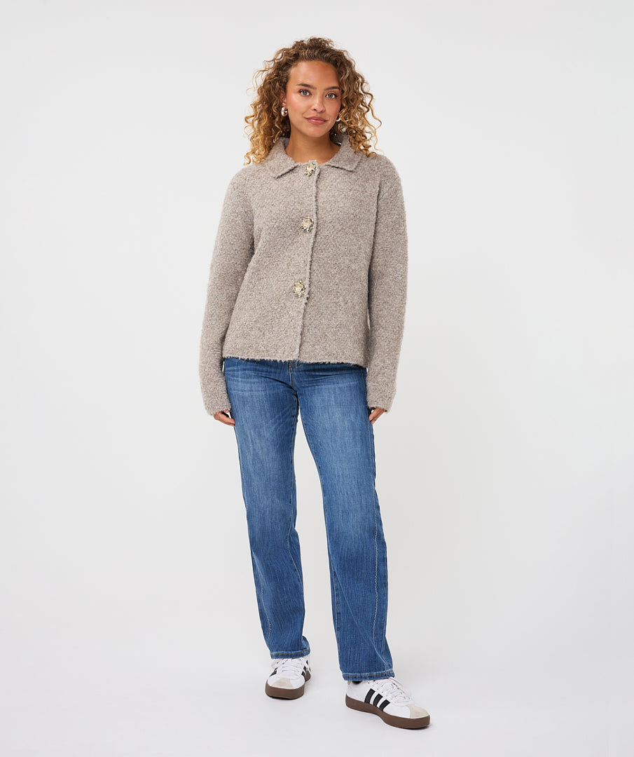Cardigan Esqualo flower button - Grey