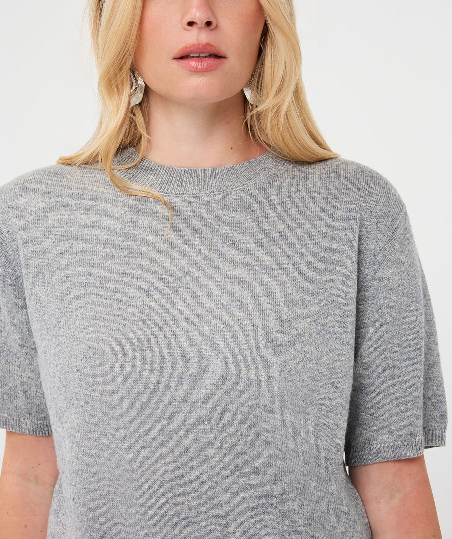 Trui Esqualo korte mouwen wool - Grey melange