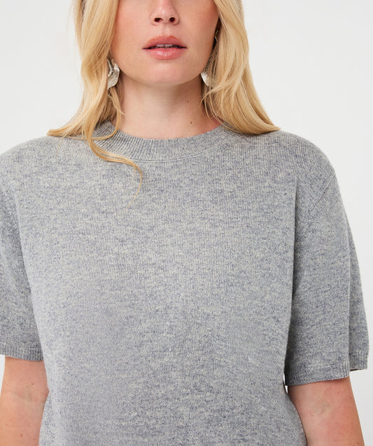 Trui Esqualo korte mouwen wool - Grey melange
