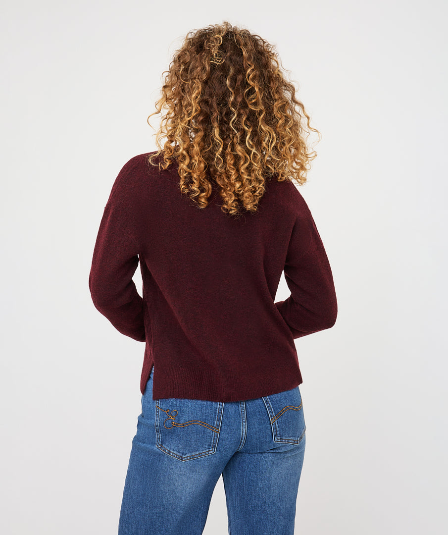 Trui Esqualo cable V-neck - Merlot