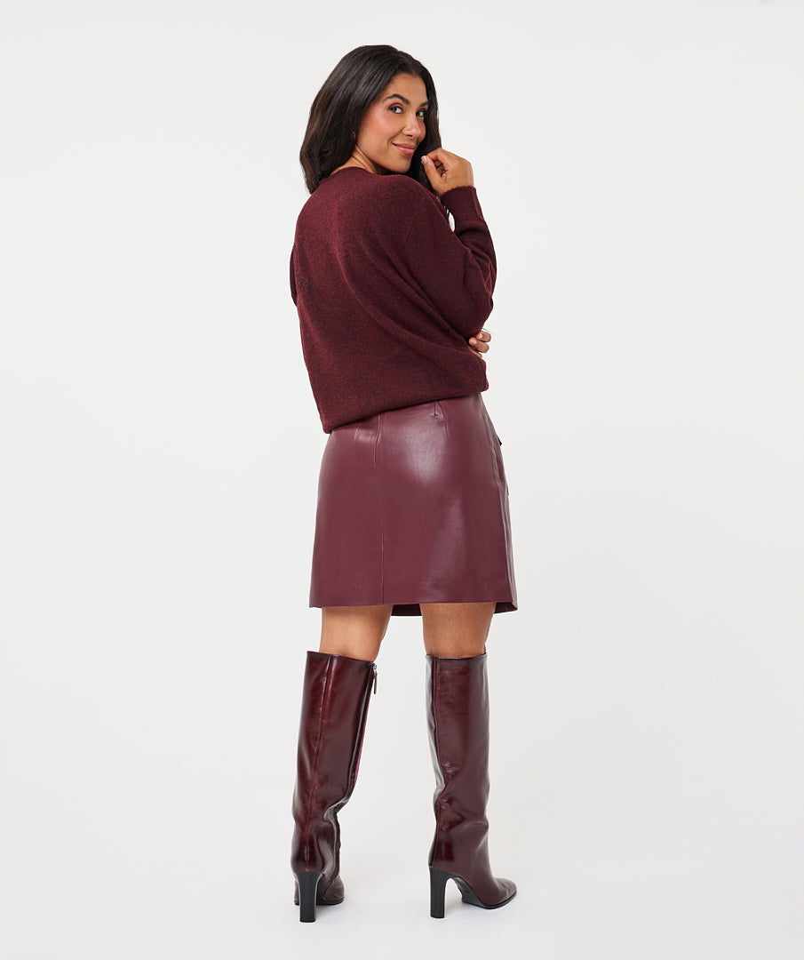 Trui Esqualo lace patch r/neck - Merlot