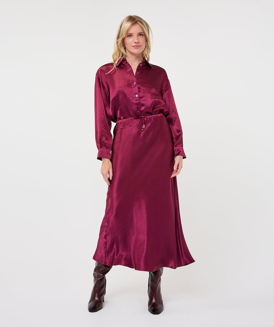 Blouse Esqualo oversized basic acetate -  Merlot