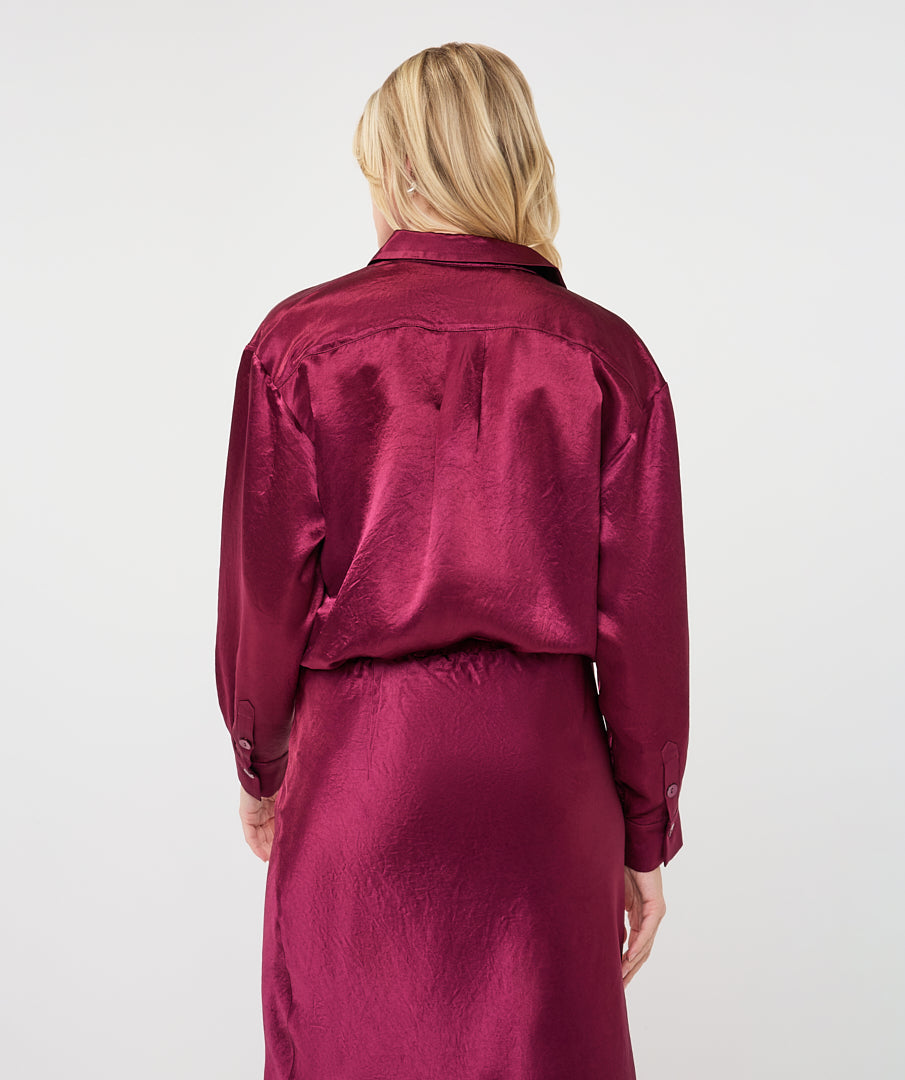 Blouse Esqualo oversized basic acetate -  Merlot