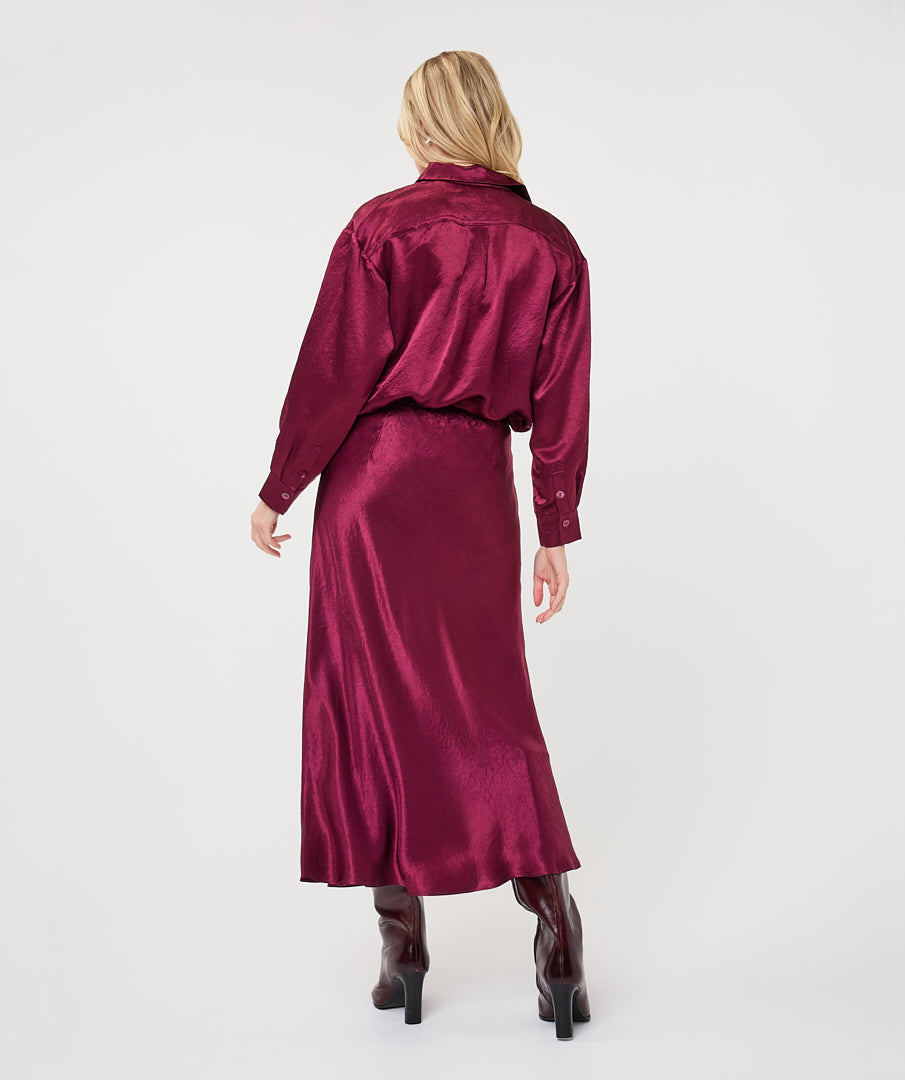 Blouse Esqualo oversized basic acetate -  Merlot