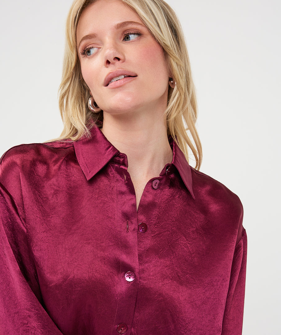 Blouse Esqualo oversized basic acetate -  Merlot