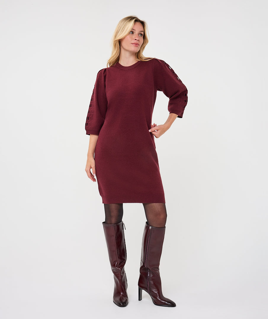 Jurk Esqualo knit embroidery - Merlot