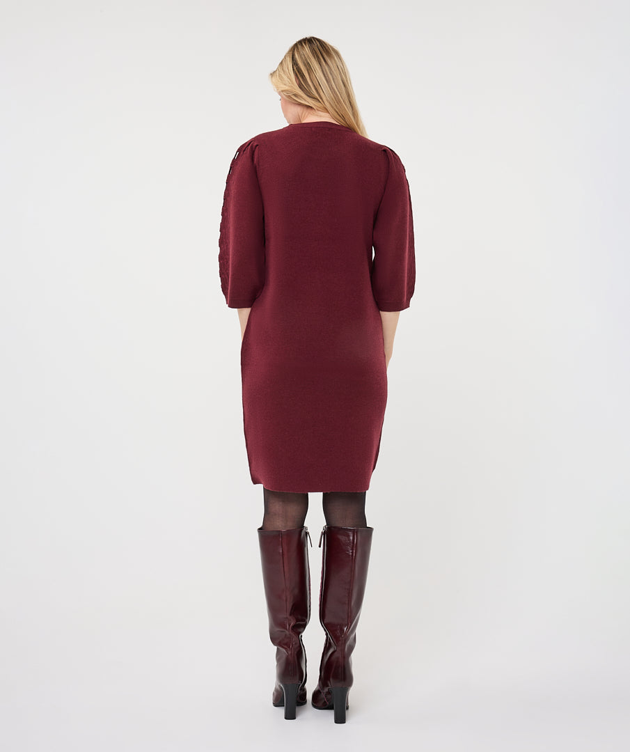 Jurk Esqualo knit embroidery - Merlot