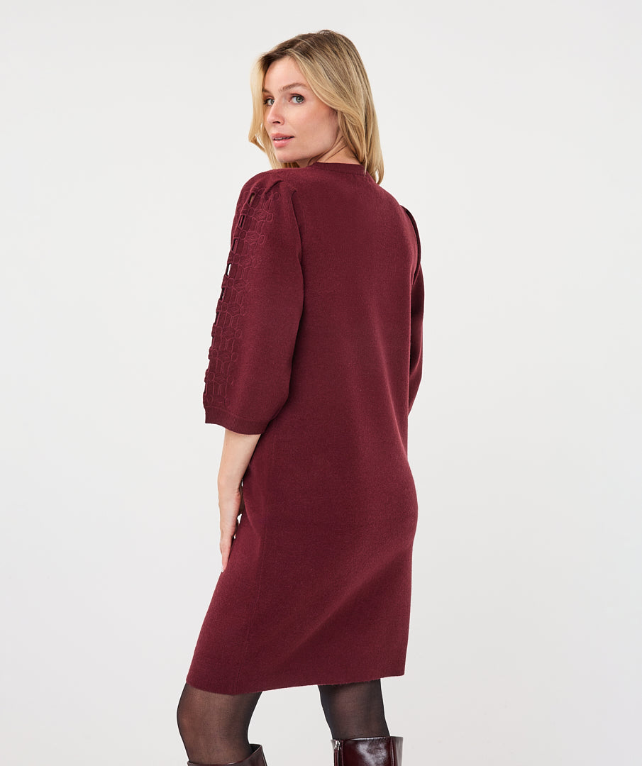 Jurk Esqualo knit embroidery - Merlot