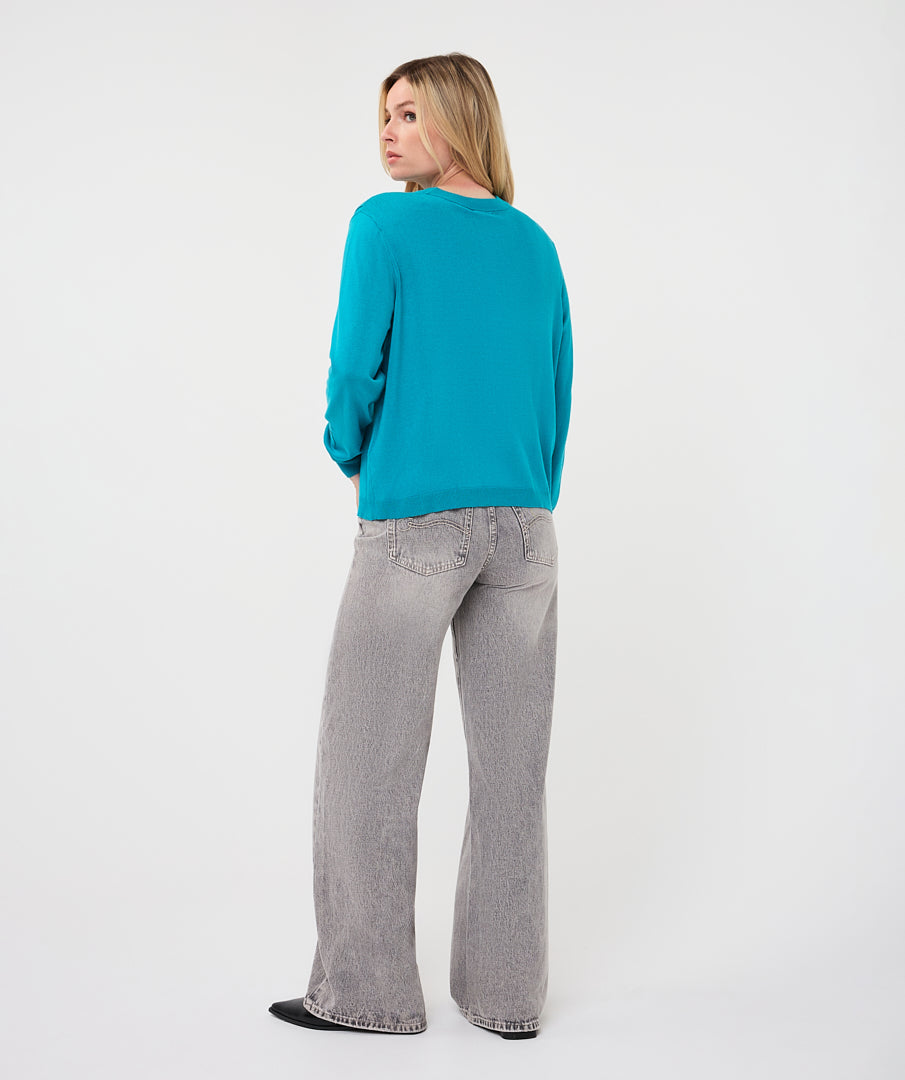 Trui Esqualo button detail basic knit - Lake