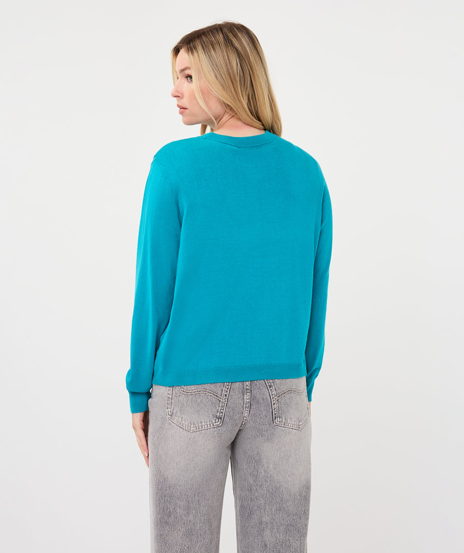 Trui Esqualo button detail basic knit - Lake