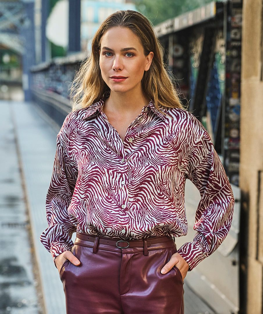 Blouse Esqualo oversized zebra - Print merlot