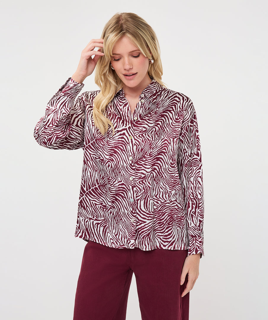 Blouse Esqualo oversized zebra - Print merlot
