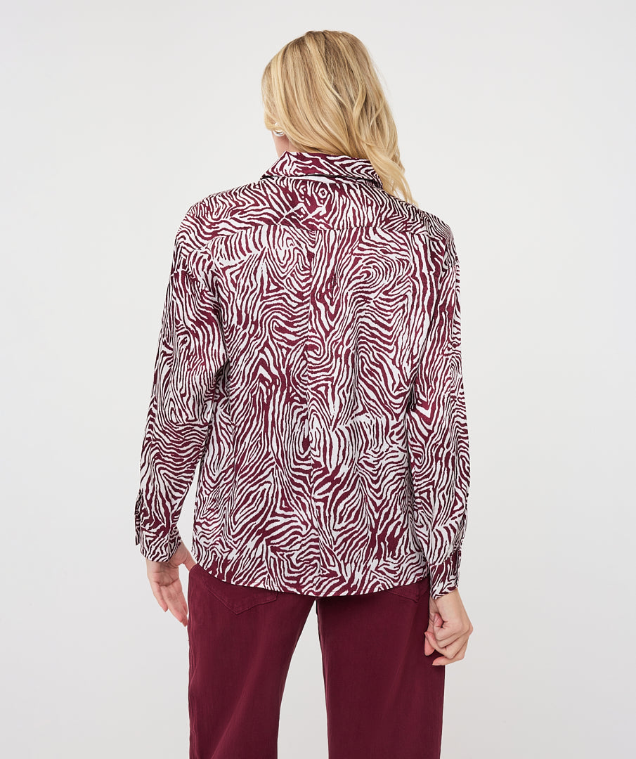 Blouse Esqualo oversized zebra - Print merlot