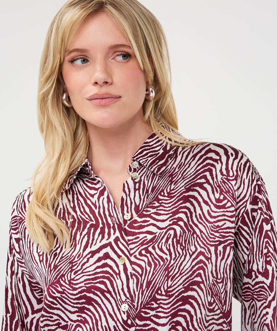 Blouse Esqualo oversized zebra - Print merlot