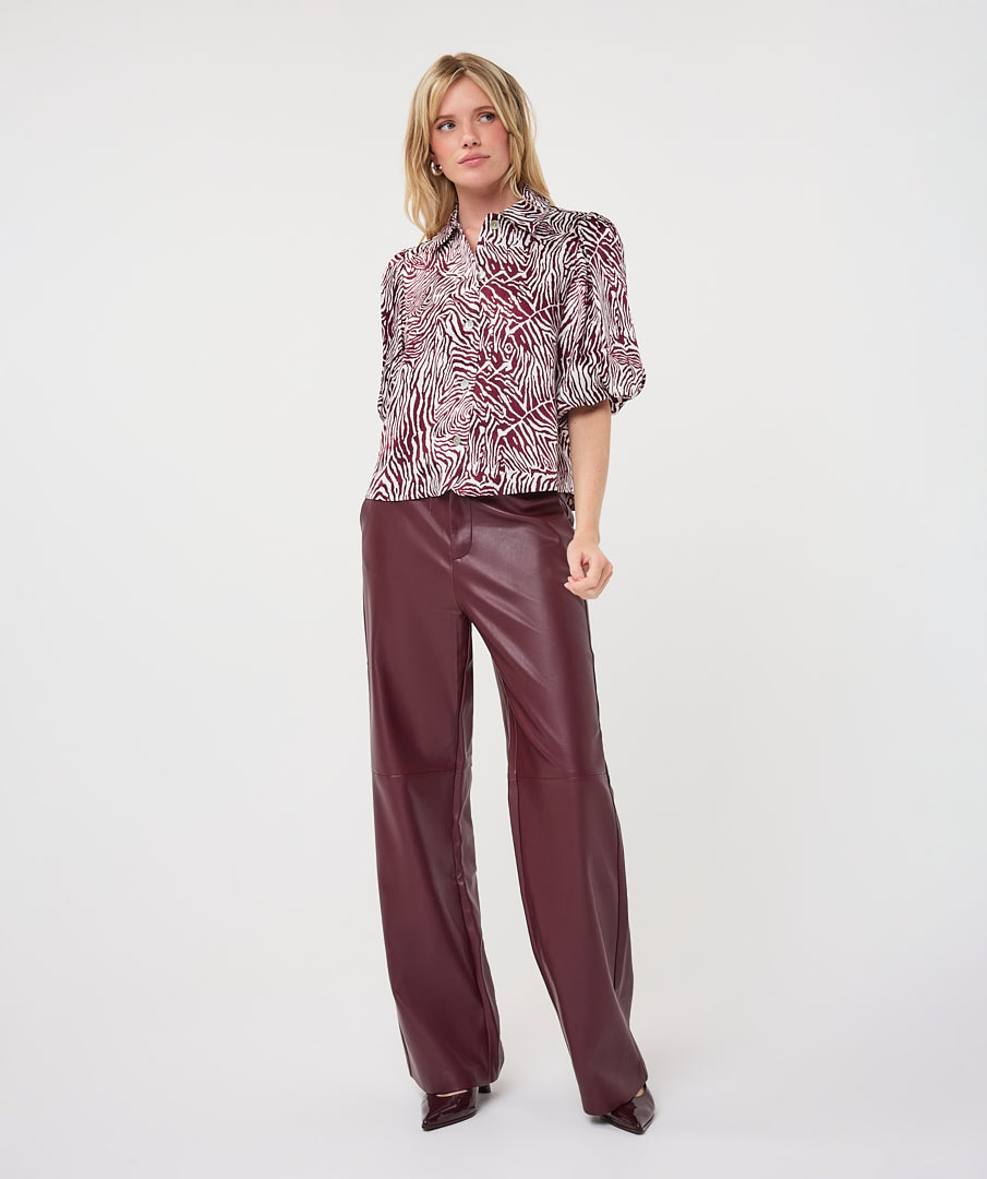 Blouse Esqualo wide s/slve zebra - Print merlot