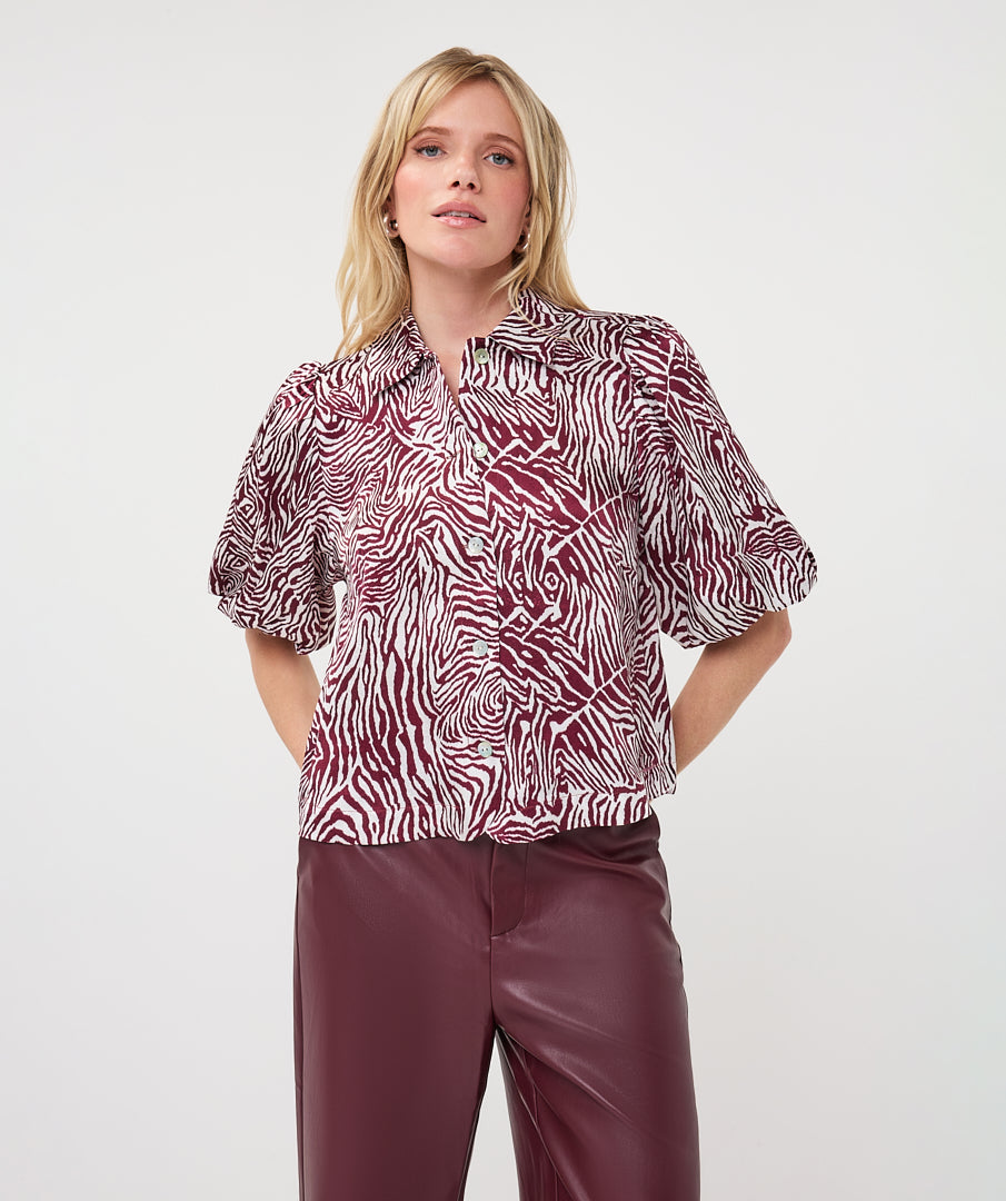 Blouse Esqualo wide s/slve zebra - Print merlot