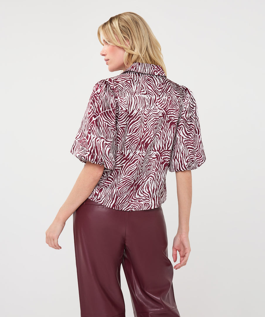 Blouse Esqualo wide s/slve zebra - Print merlot
