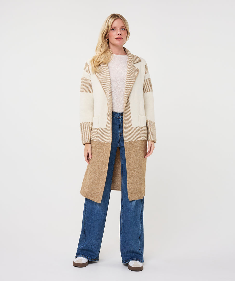 Cardigan Esqualo stripes - Sand melange