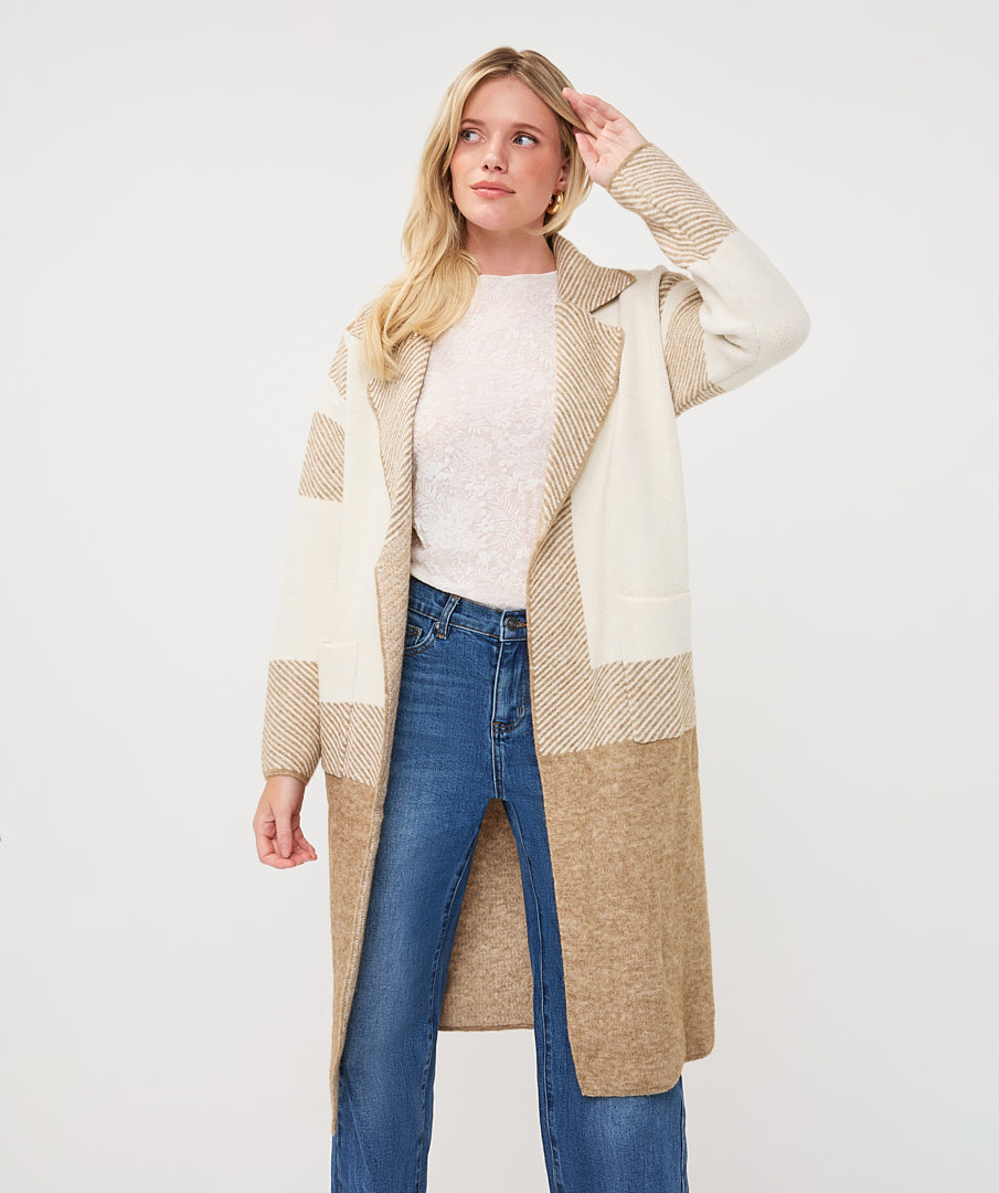 Cardigan Esqualo stripes - Sand melange