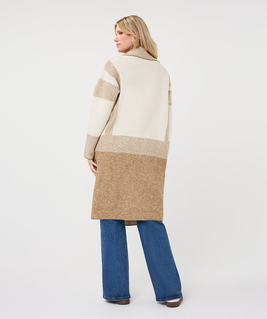 Cardigan Esqualo stripes - Sand melange