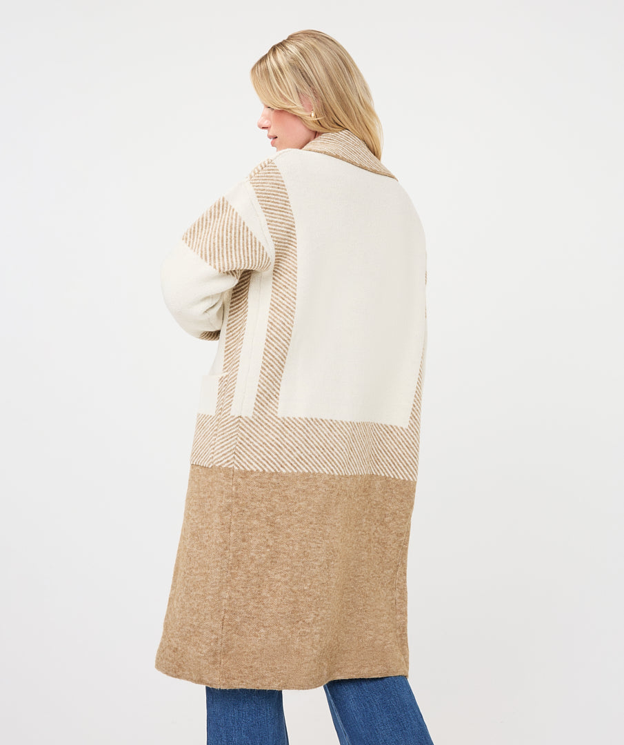 Cardigan Esqualo stripes - Sand melange