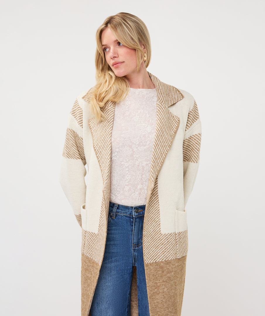 Cardigan Esqualo stripes - Sand melange